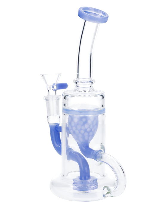 Bent Neck Water Pipe w/Bowl & Quartz-Milky Blue-8 in(RCL-S-025MB)