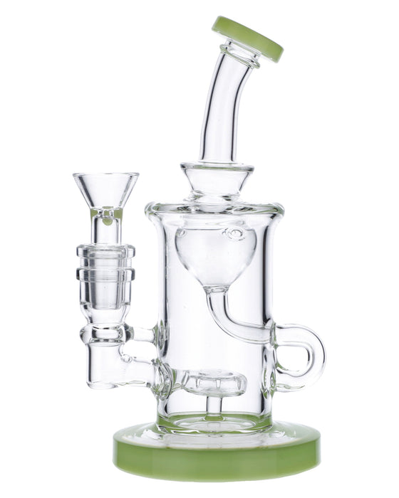 Bent Neck Water Pipe w/Bowl (Quartz Milky Green 7in)