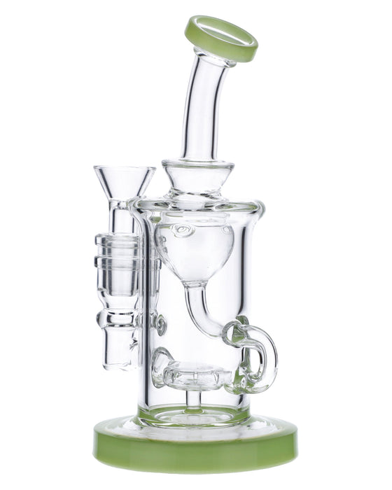 Bent Neck Water Pipe w/Bowl & Quartz-Milky Green-7in(RCL-S-026MG)