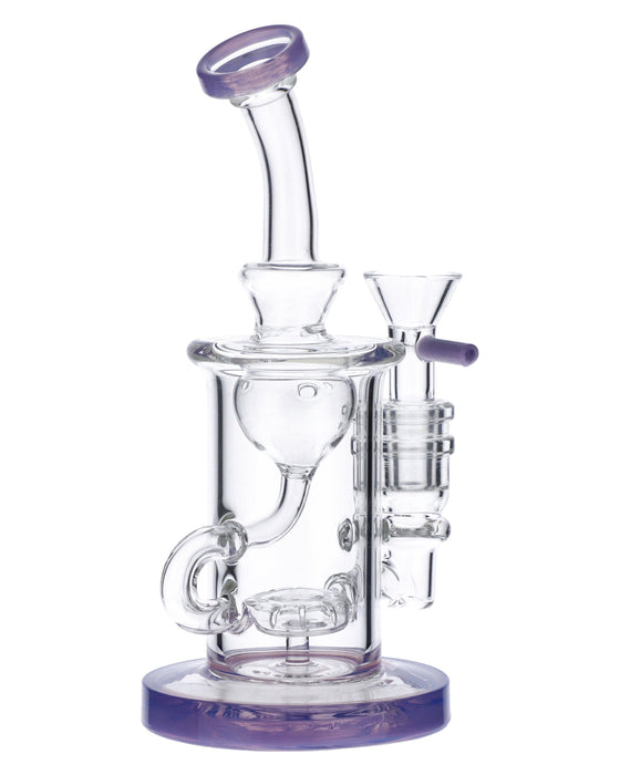 Bent Neck Water Pipe w/Bowl & Quartz-Milky Purple-7in(RCL-S-026MPP)