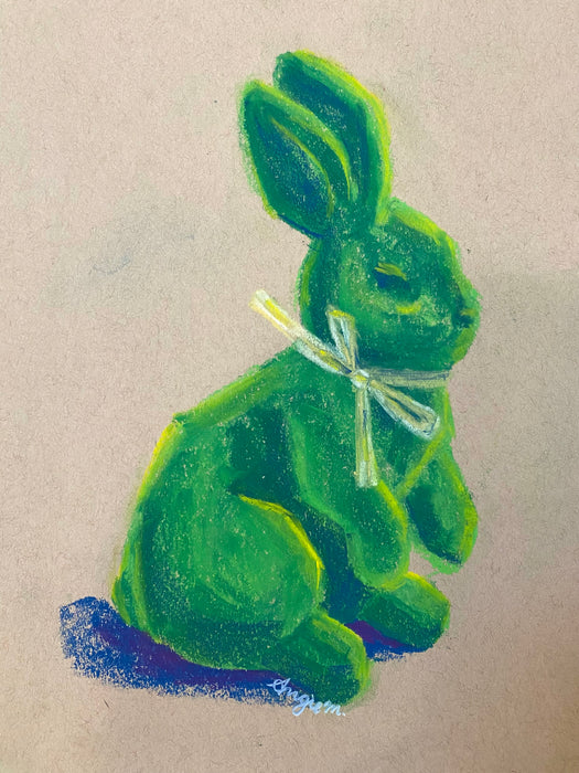 Green Pastel's Easter Rabbit (Framed) - By A.M.