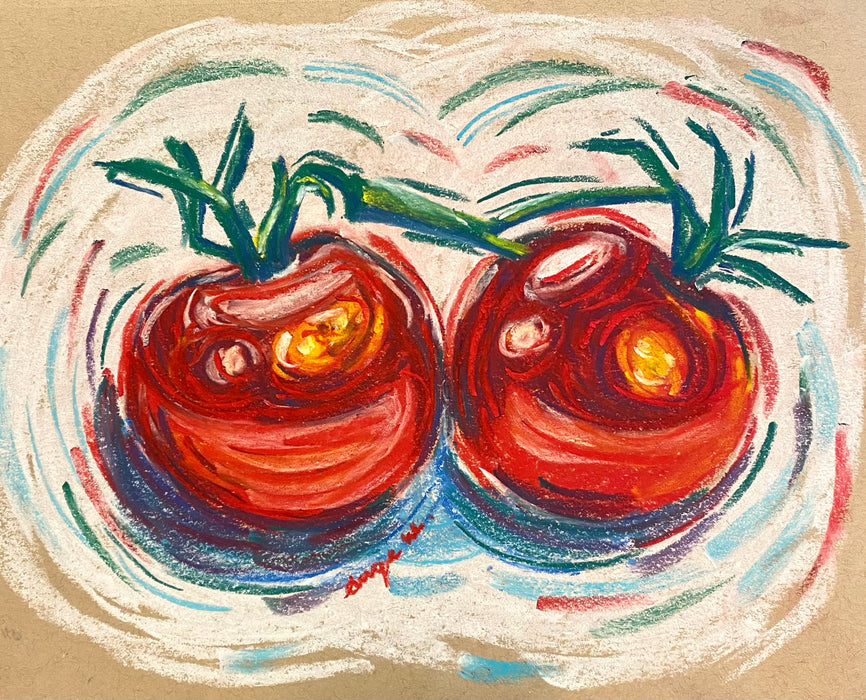 Still Life Tomatoes (Pastel Colors/Framed) - By A.M.