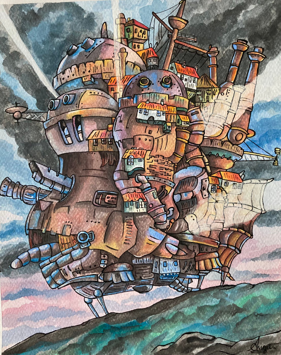 "Howl's Castle" Watercolor Painting - By A.M.