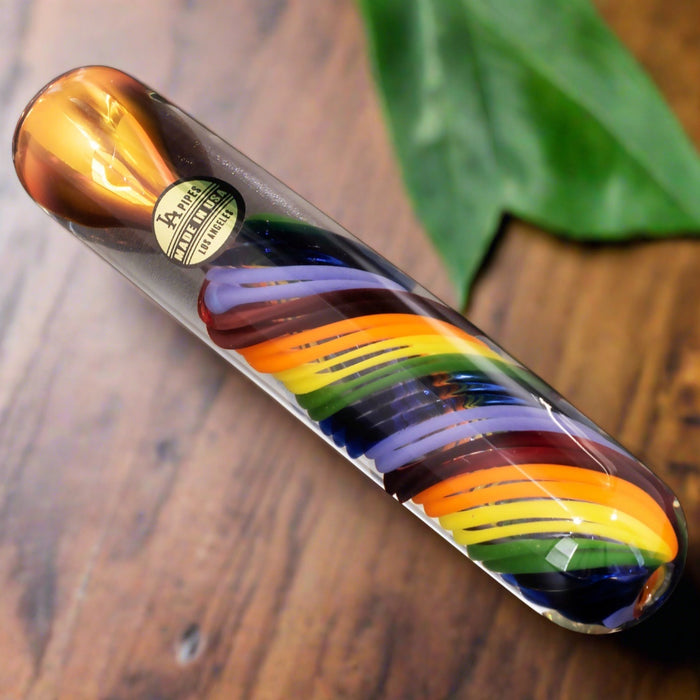 "Twisted Rainbow" Fumed Glass Chillum