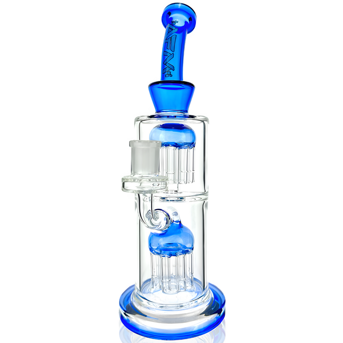 11" AFM Glass Double "Jellyfish" Tower Tree Colored Dab Rig