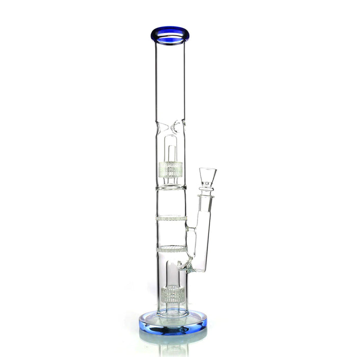 1Stop Glass 18 Inch Straight Tube Bong w/ Double Matrix & Double Honeycomb Percs