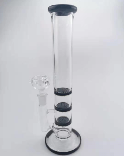 1Stop Glass 11 Inch Triple Honeycomb Perc Bong Straight Water Pipe