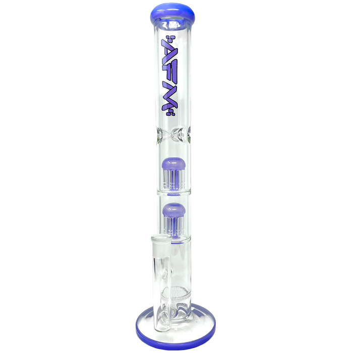 18" AFM Ripper Double Arm Perc Glass Straight Tube Bong