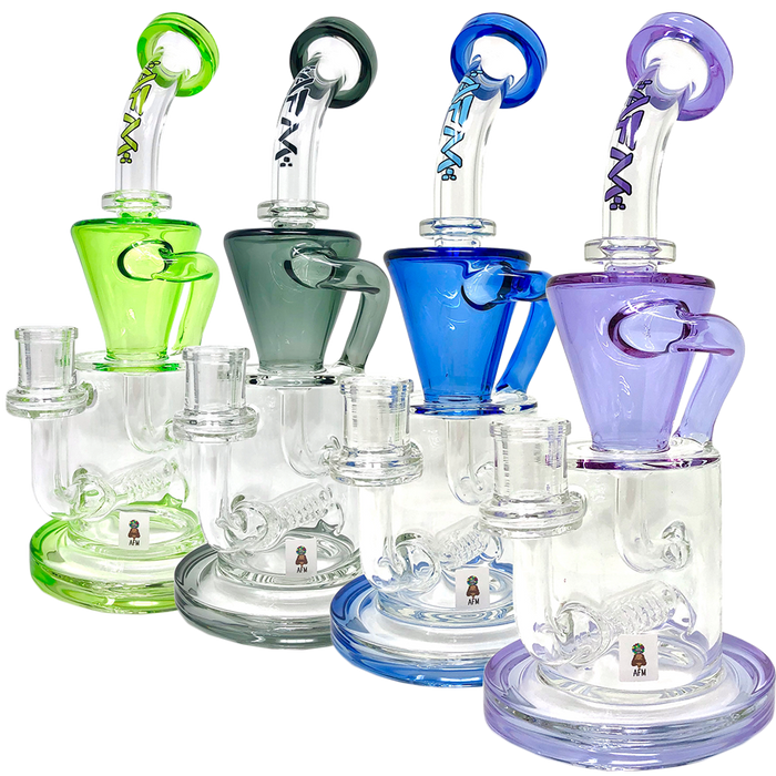 10.5" AFM Glass Drain Recycler Colored Lip Dab Rig